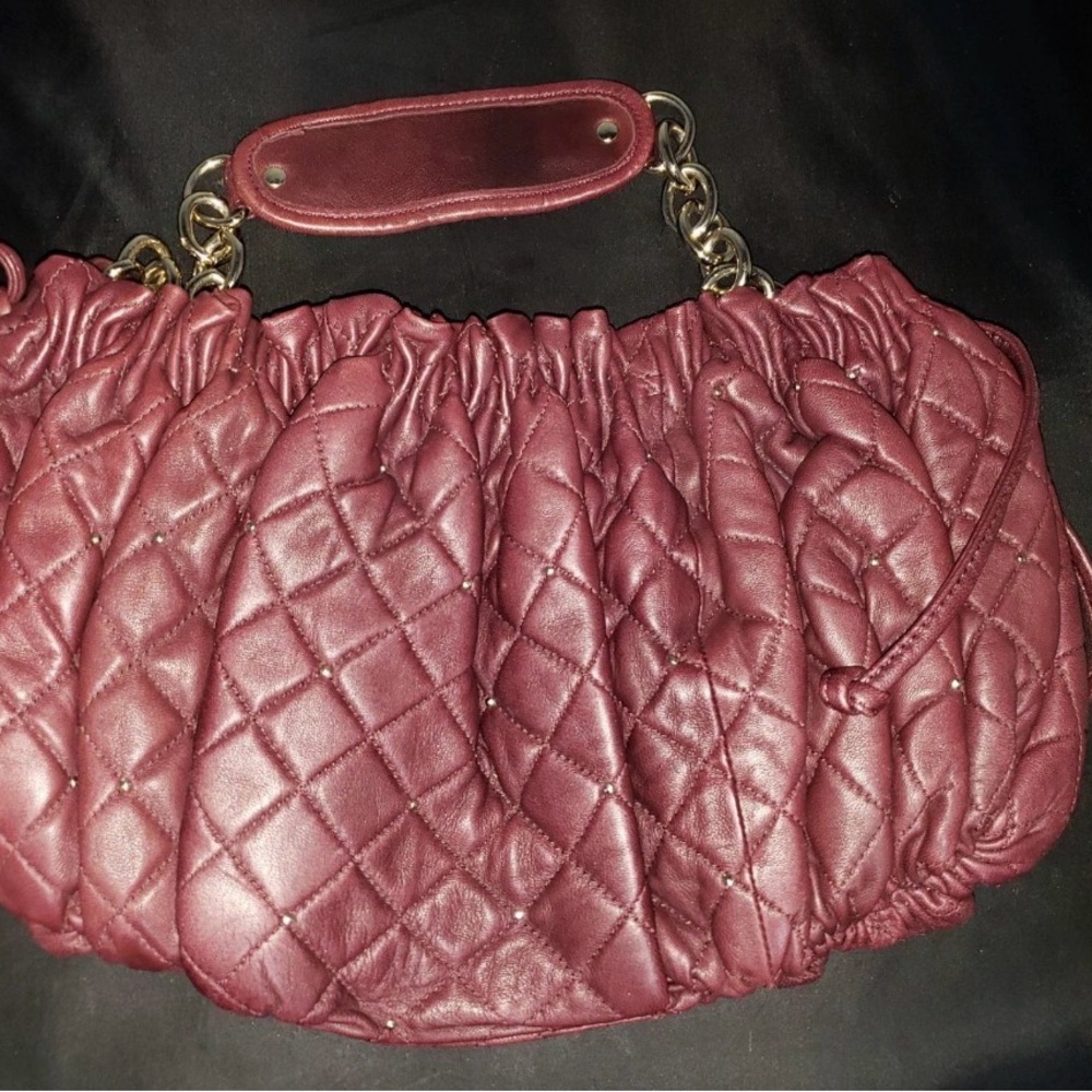 BCBGMaxazria Shoulder burgundy maroon gold stud
Bag